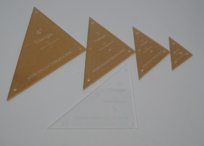 Acrylic Triangle Quilting Templates 1", 2", 3", 4" (set of 4)