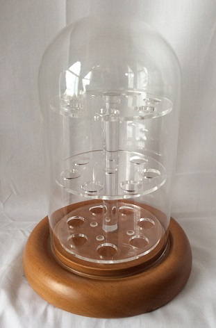 (image for) 21 marbles 3.5" 3 layer acrylic rack/ dome with oak base #305mhok