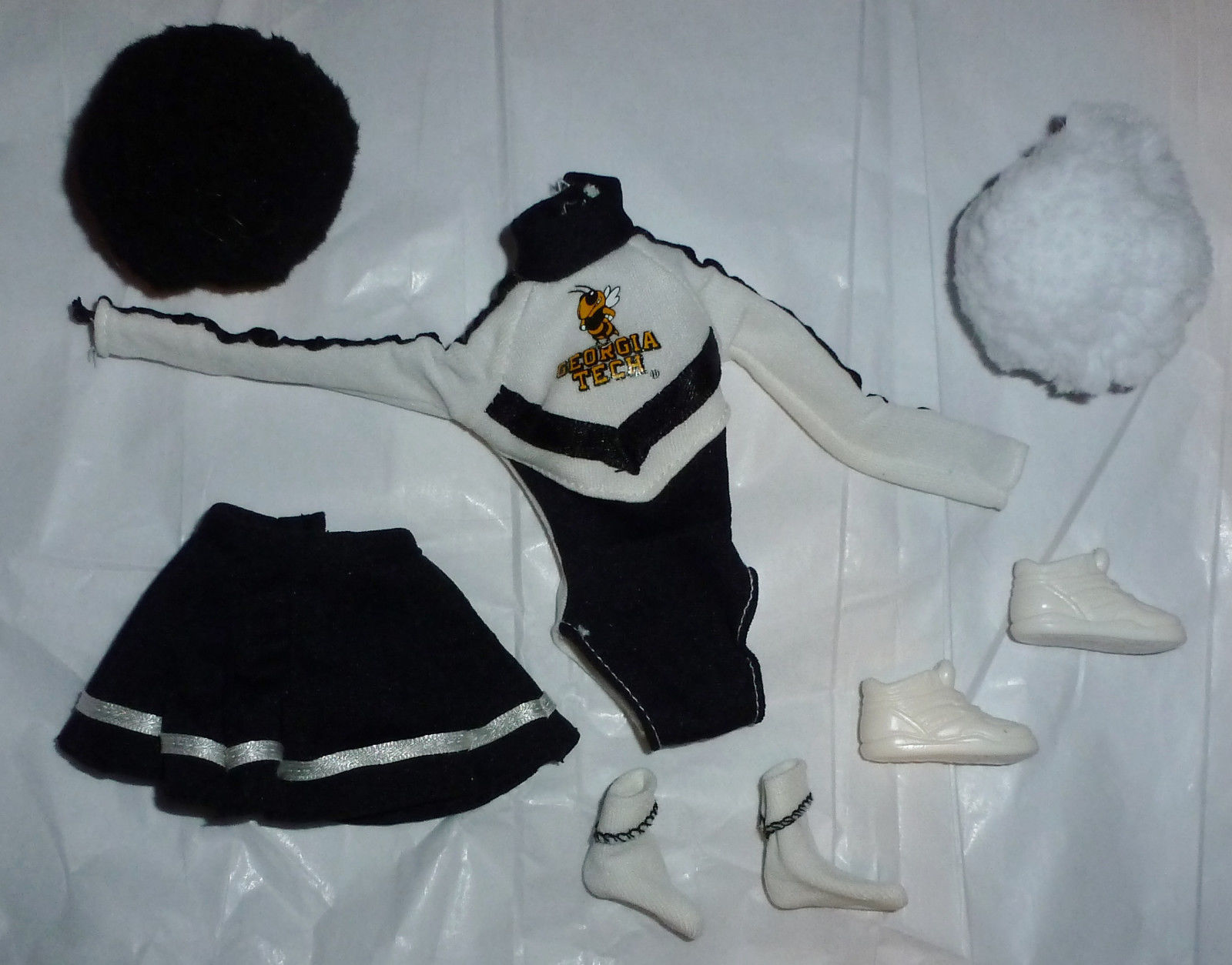 BARBIE DOLL OUTFIT BLACK & WHITE GEORGIA TECH CHEERLEADER
