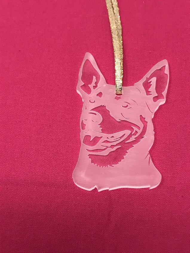 3" Acrylic or Wood Australian Kelpie Head Ornament