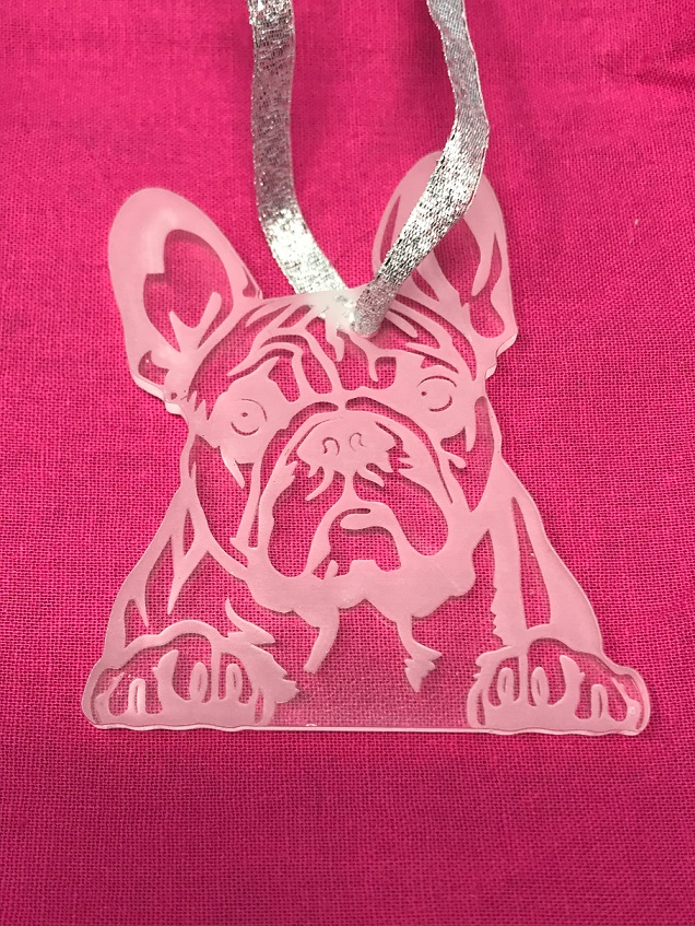 3" Acrylic or Wood French Bull Dog #3 Face & Paws Ornament