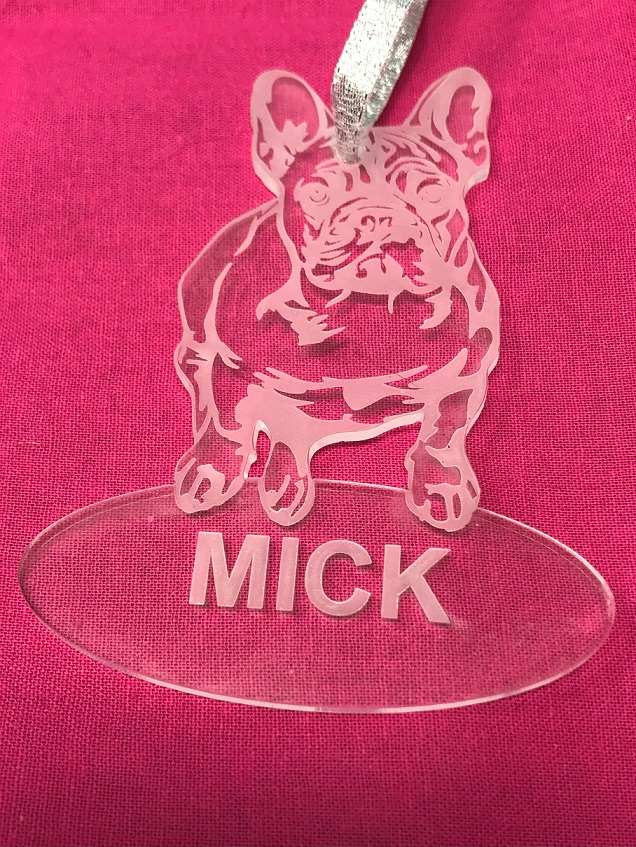 3" Acrylic or Wood French Bull Dog Personalized Full Ornament