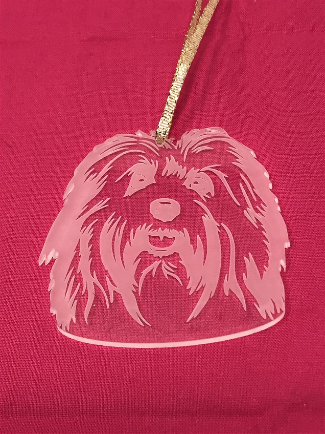 3" Acrylic or Wood Havanese Dog Face Ornament