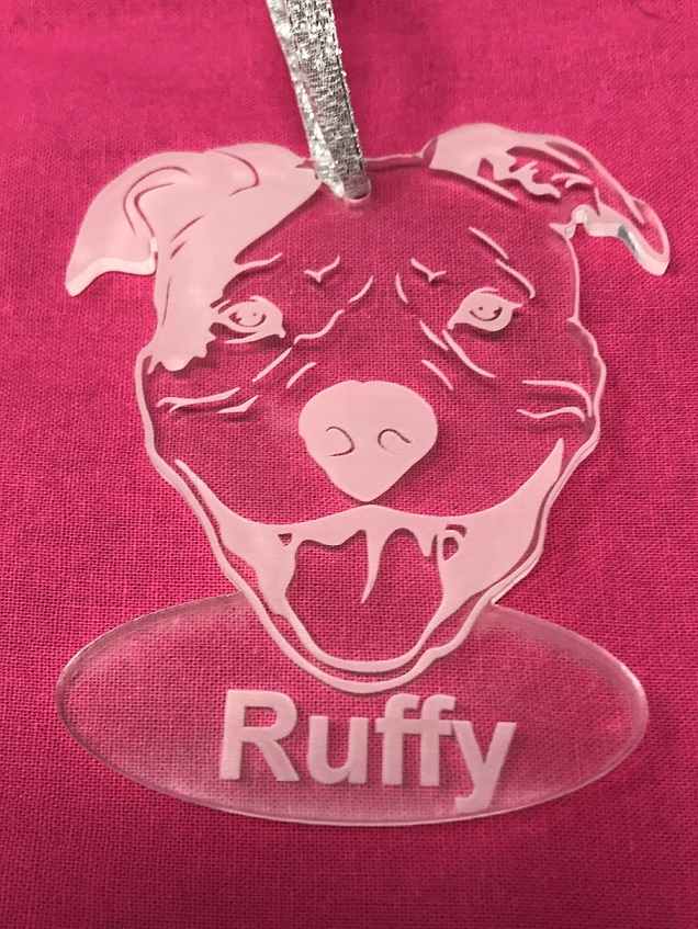 3" Acrylic or Wood Pit Bull Dog Head Personalized Ornament