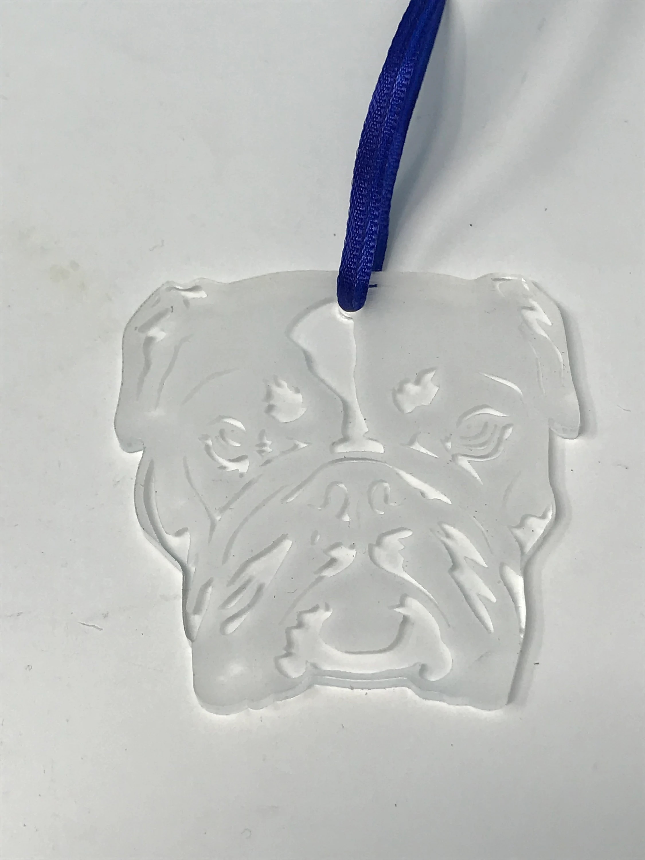 3" Acrylic or Wood Bull Dog #2 Face Ornament