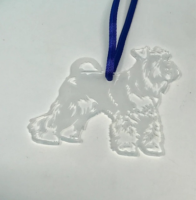 3" Acrylic or Wood Schnauzer Dog Full Body Ornament